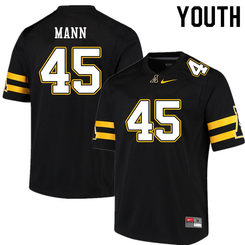 Youth #45 Jake Mann Appalachian State Mountaineers College Football Jerseys Sale-Black